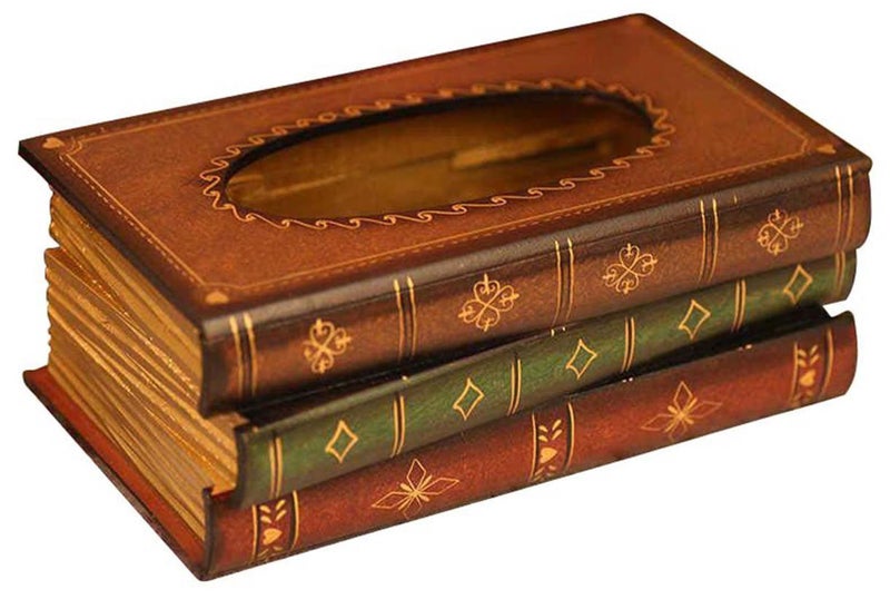 Tosnail Elegant Wooden Antique Book Tissue Holder Dispenser/Novelty Napkin Holder  10.75 x 6.5 x 4 Inches - Image 1